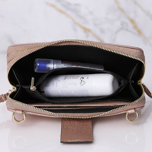 🆕️MKF by Mia K Rose Gold Vegan Leather Smartphone Wallet Crossbody Bag 🌟 - Picture 4 of 10